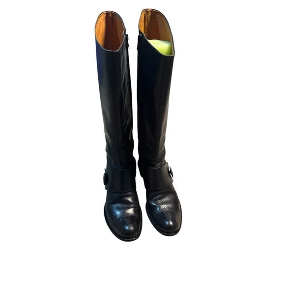 Coclico Black Leather Tall Boots Size 38 Full Zip‎ Excellent Vintage 7 or 7.5 US